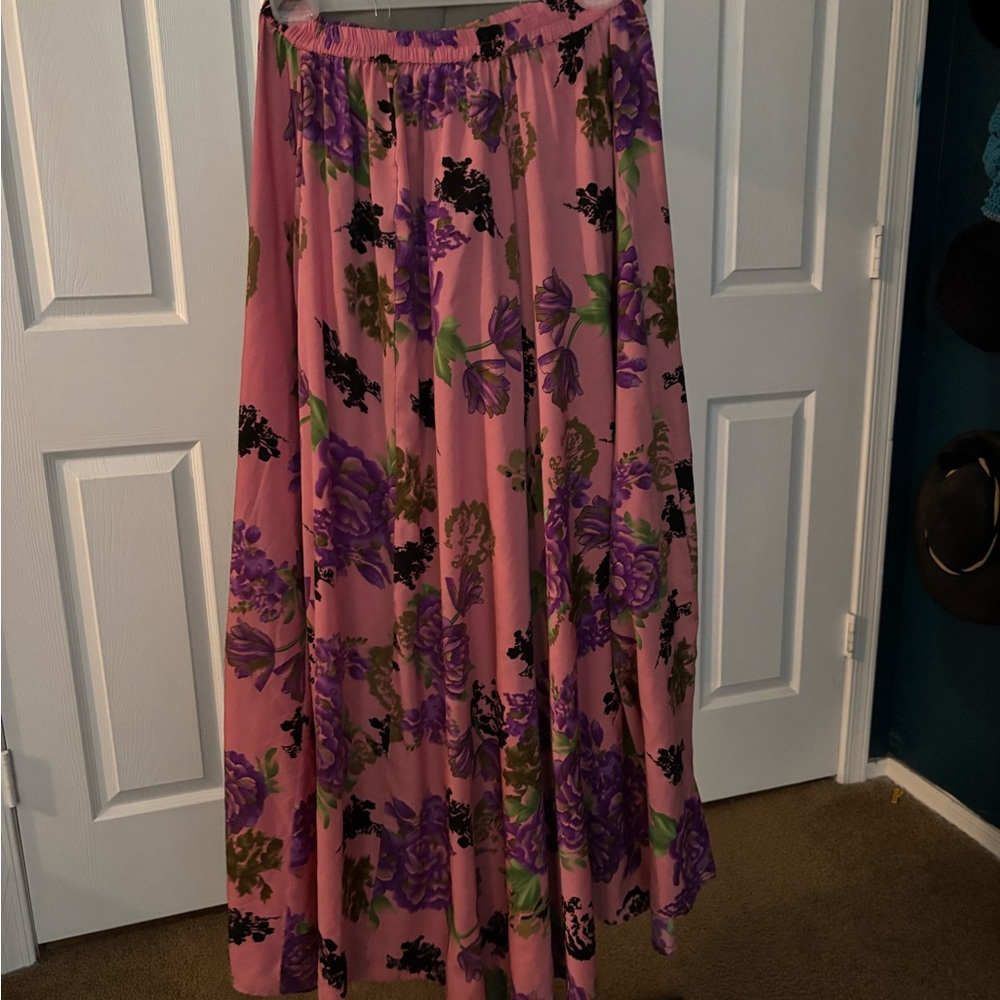Floral Pink and Purple Women's Maxi Skirt